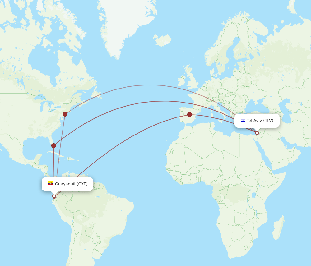 TLV-GYE flight routes