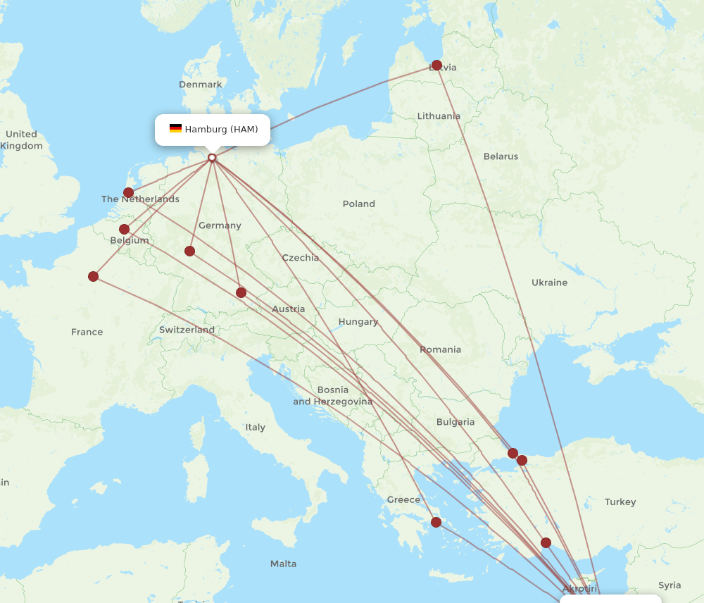 TLV-HAM flight routes