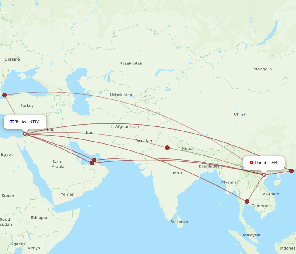 TLV-HAN flight routes