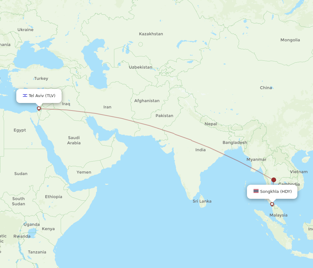TLV-HDY flight routes
