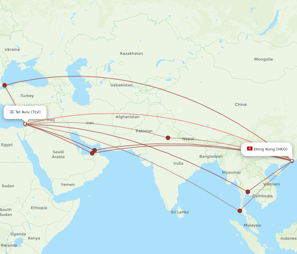 TLV-HKG flight routes