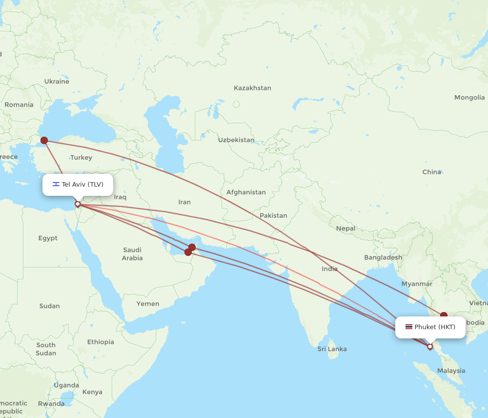 TLV-HKT flight routes