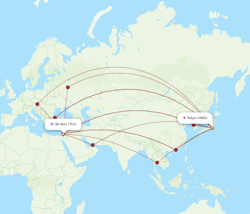 TLV-HND flight routes