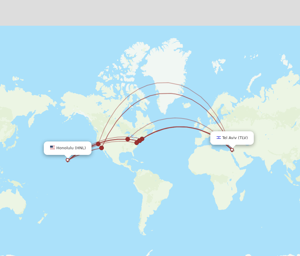 TLV to HNL flights and routes map