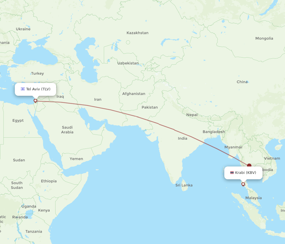 TLV-KBV flight routes