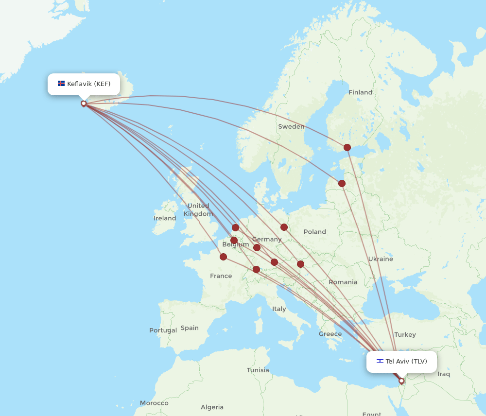 TLV-KEF flight routes