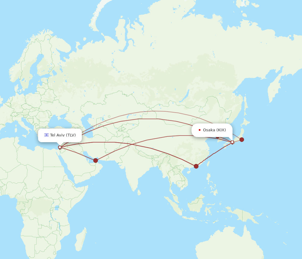 TLV-KIX flight routes