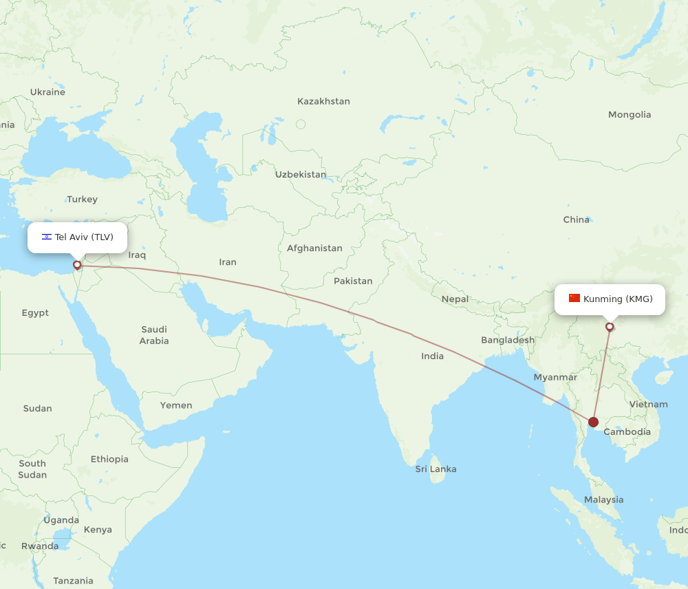 TLV-KMG flight routes