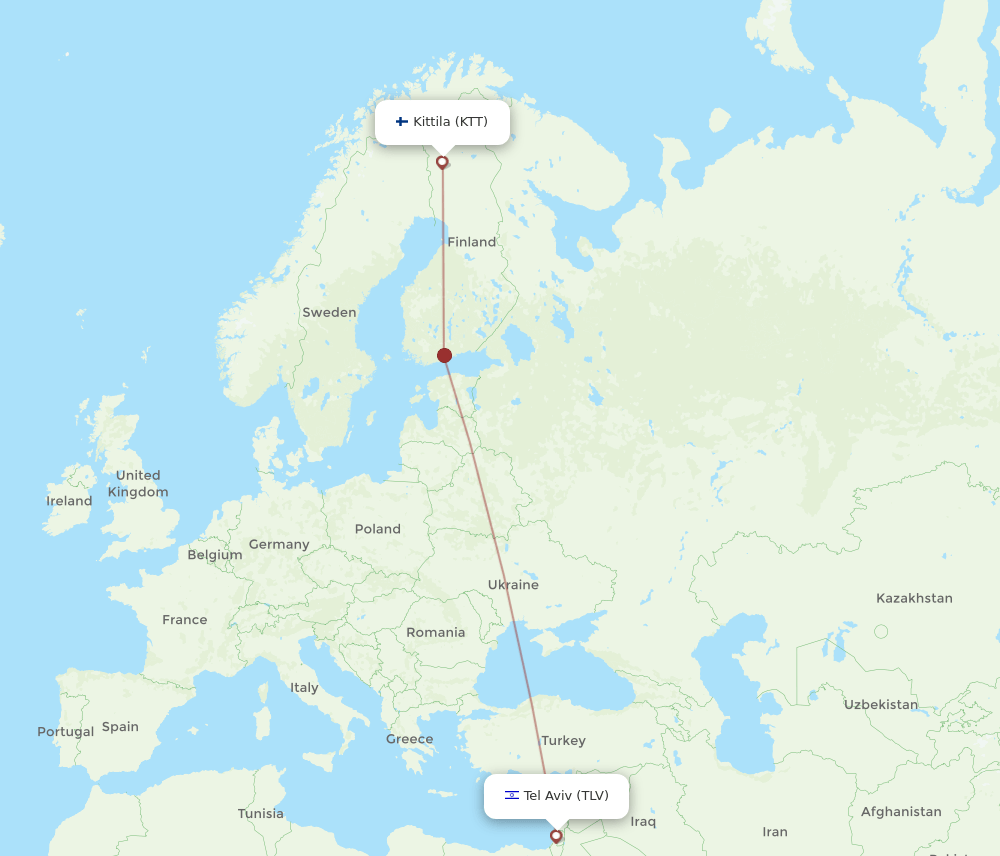 TLV to KTT flights and routes map