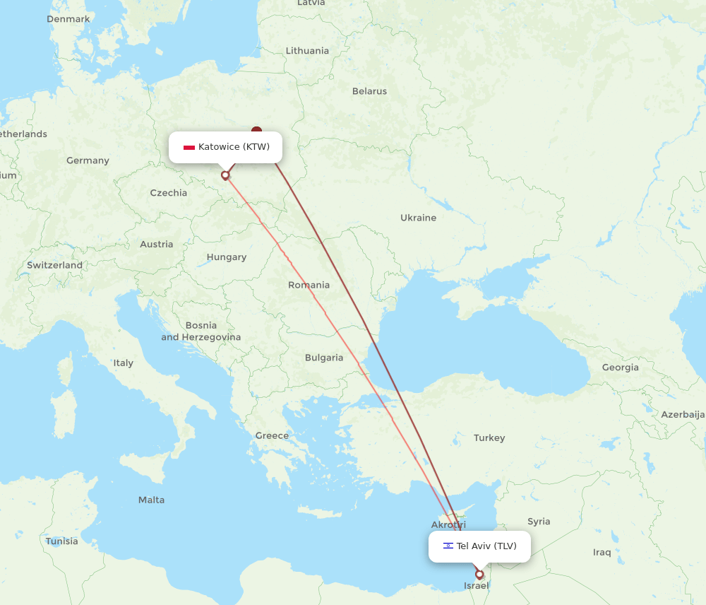 TLV-KTW flight routes