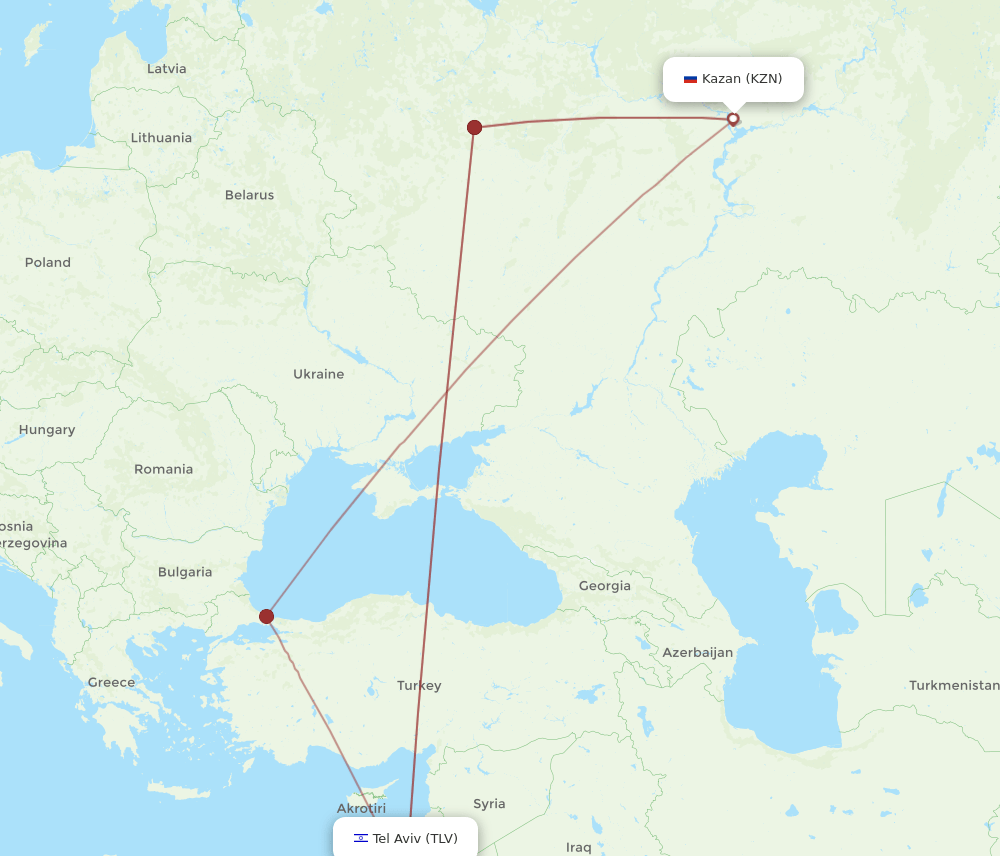 TLV-KZN flight routes