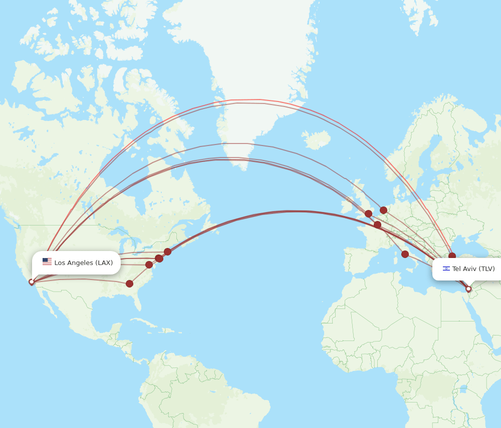 TLV-LAX flight routes