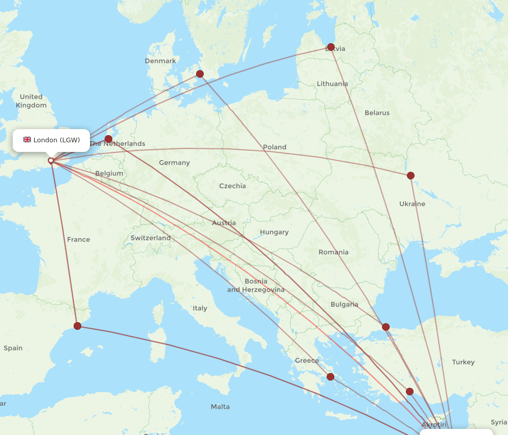 TLV-LGW flight routes