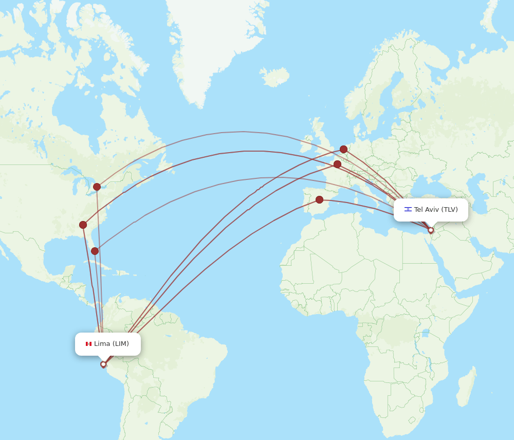 TLV to LIM flights and routes map