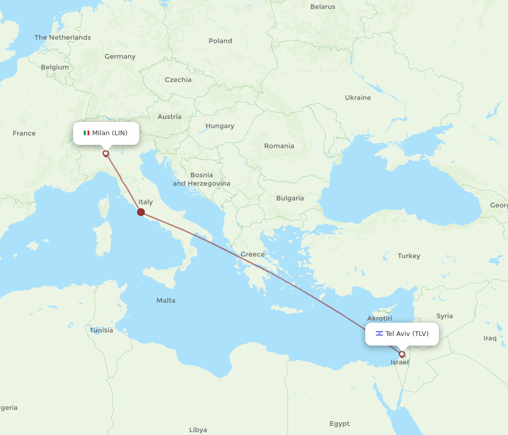 TLV to LIN flights and routes map