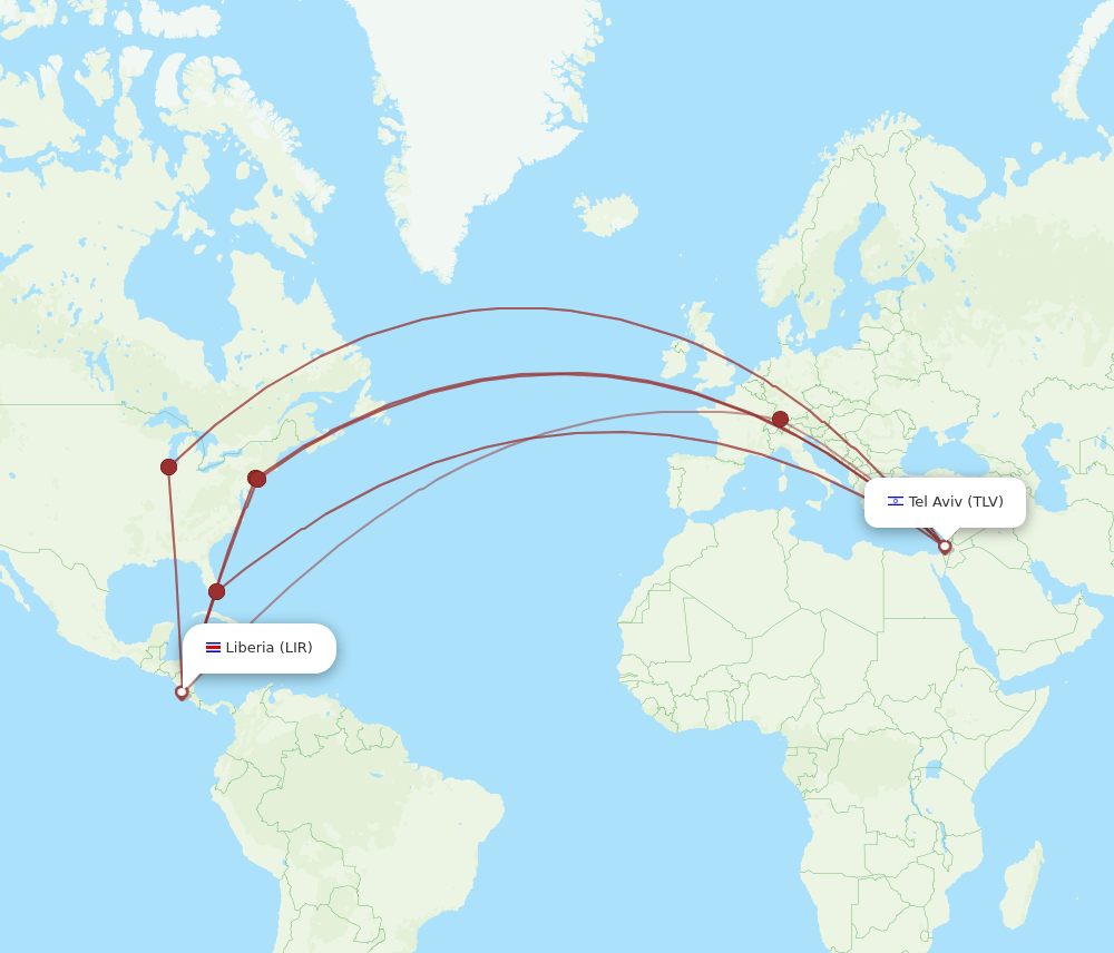 TLV-LIR flight routes