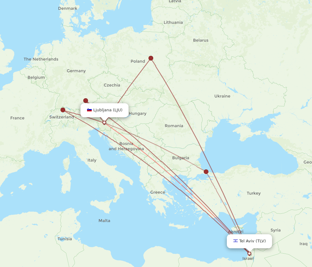 TLV-LJU flight routes