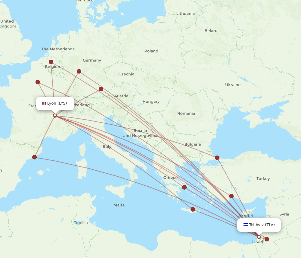 TLV-LYS flight routes