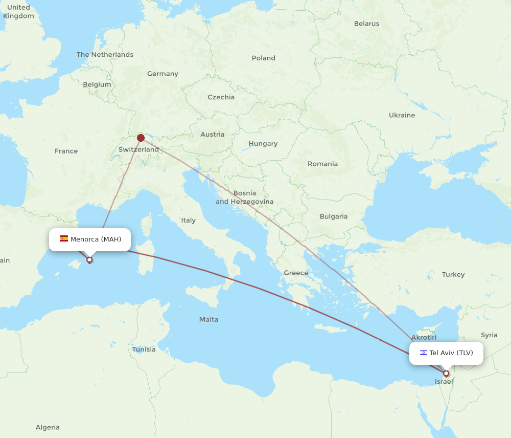 TLV-MAH flight routes