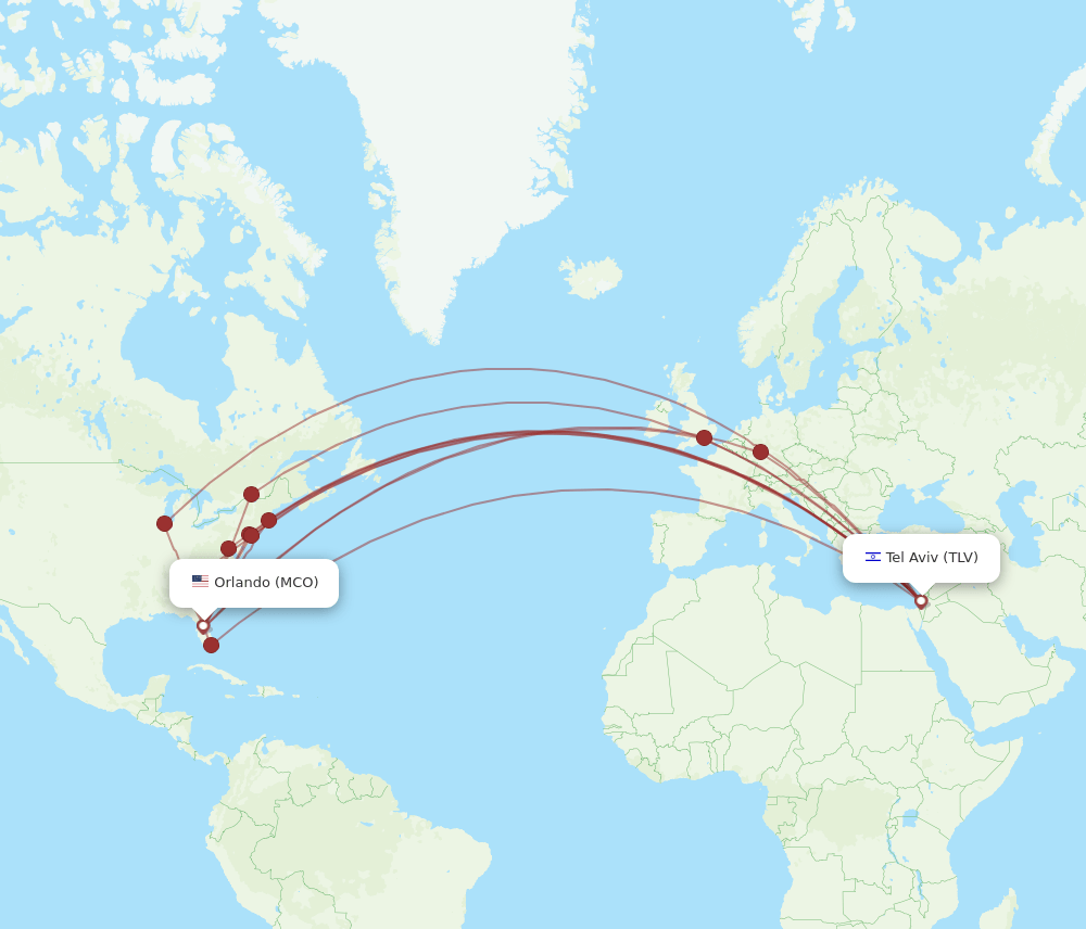 TLV-MCO flight routes