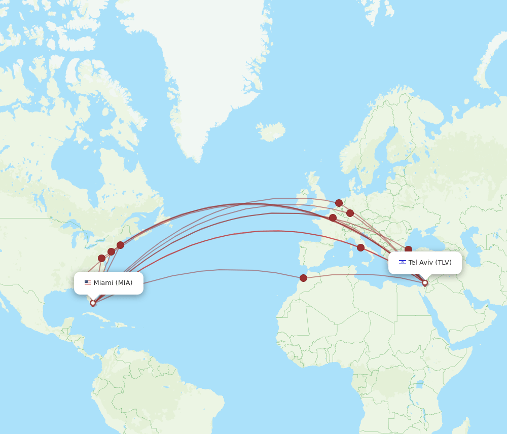 TLV-MIA flight routes