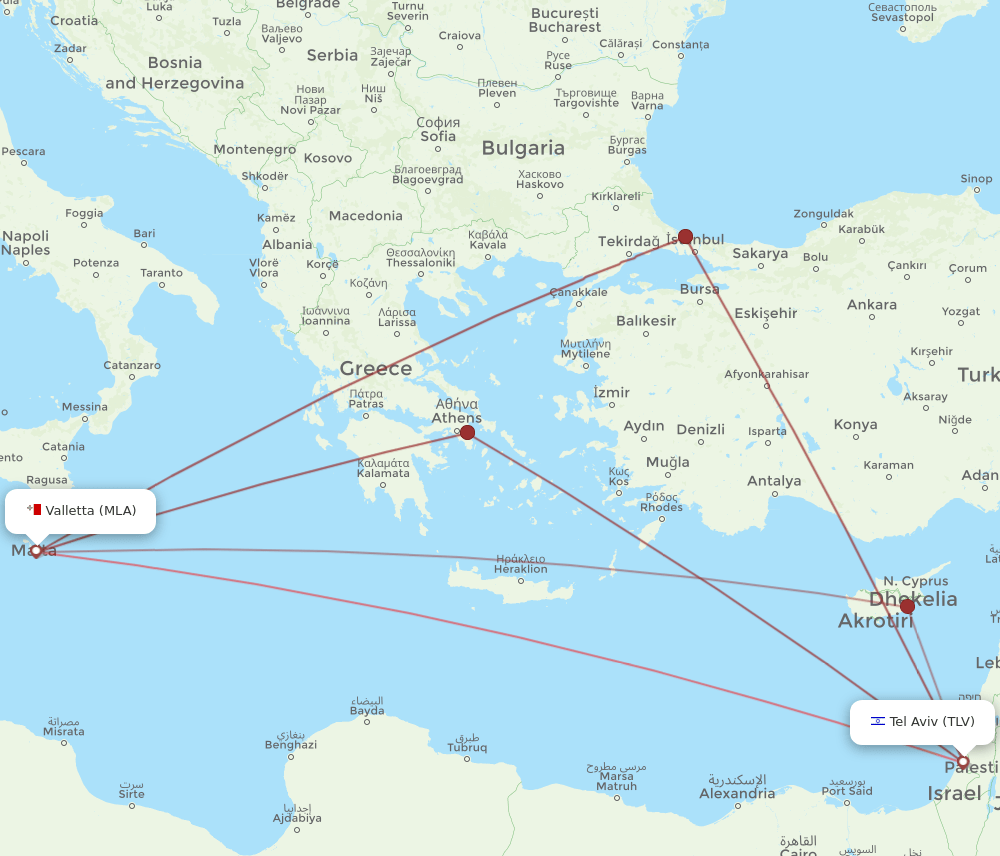 TLV-MLA flight routes