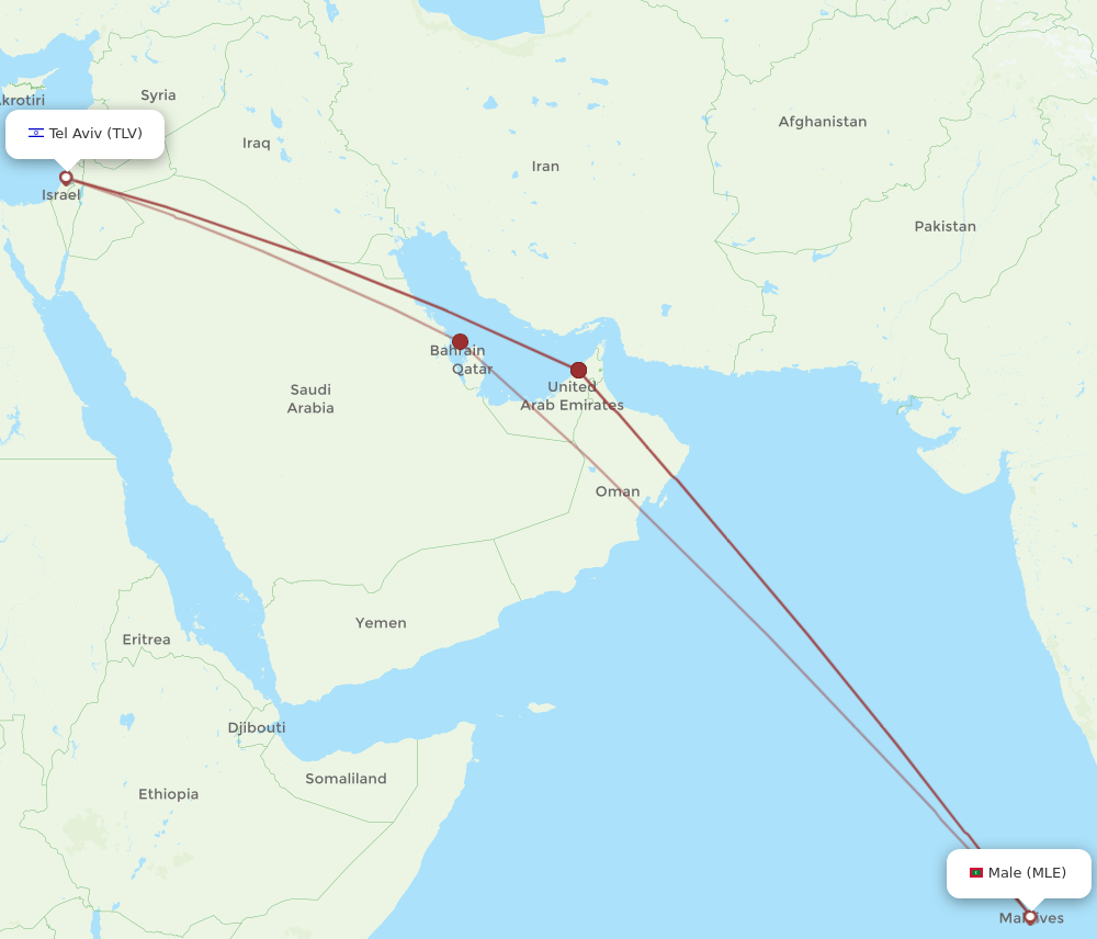 TLV to MLE flights and routes map