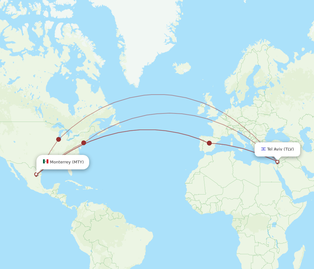 TLV-MTY flight routes