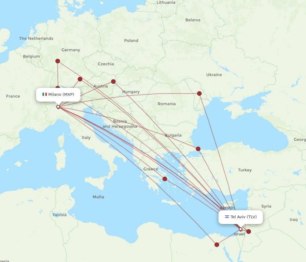 TLV-MXP flight routes