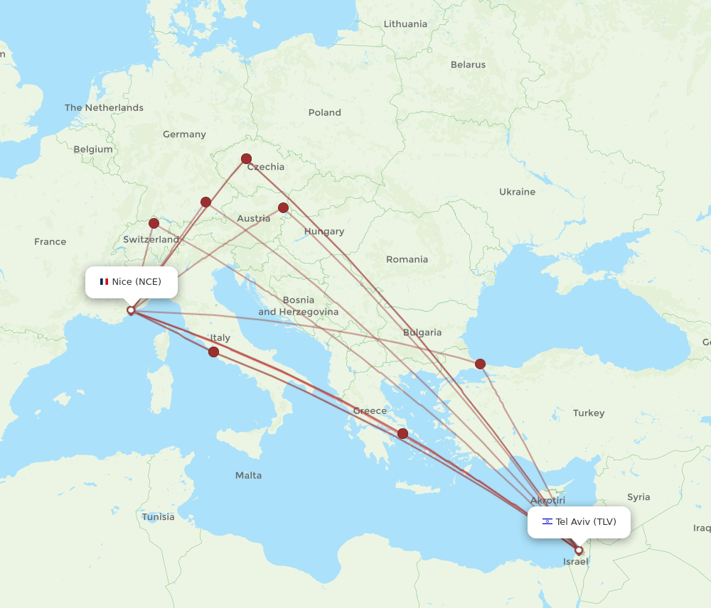 TLV-NCE flight routes