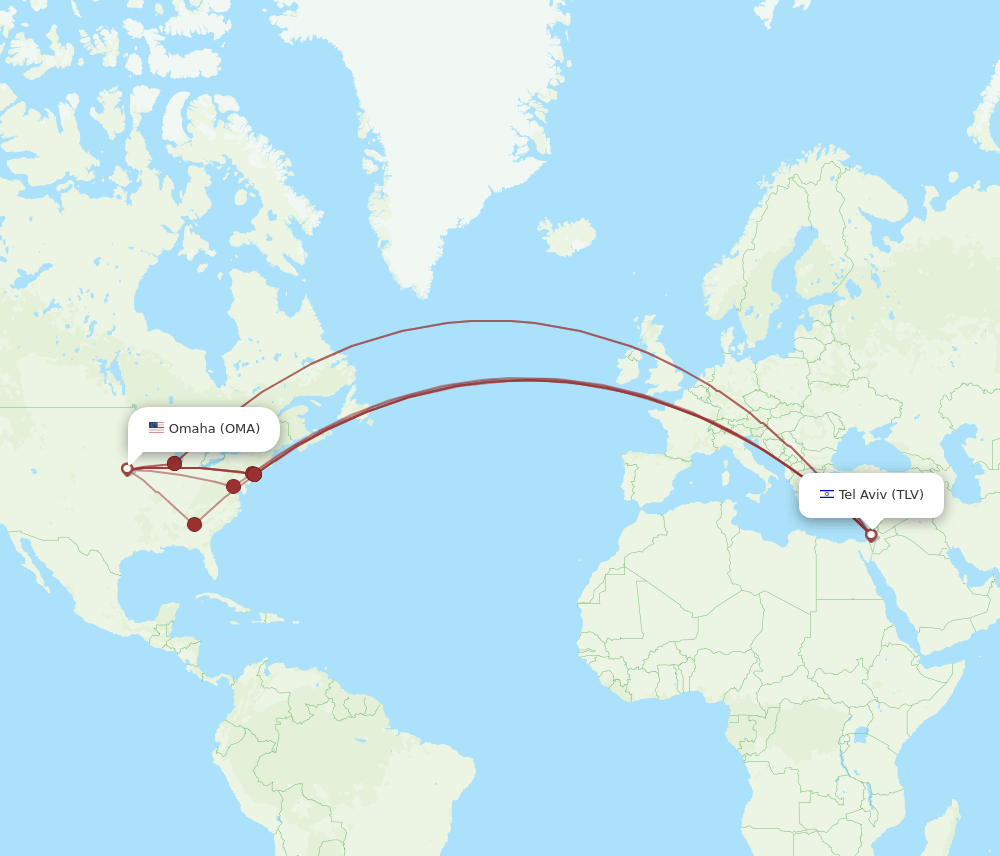 TLV to OMA flights and routes map