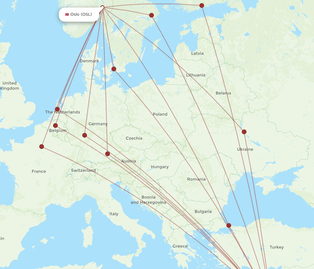 TLV-OSL flight routes