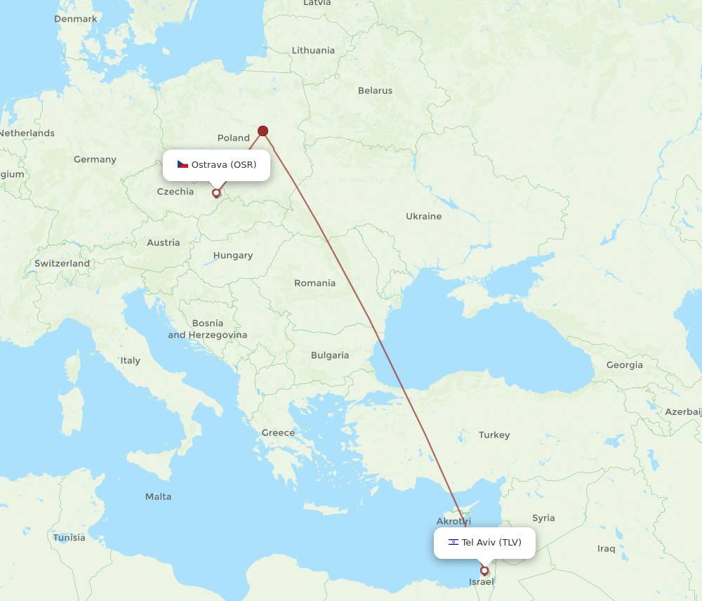 TLV to OSR flights and routes map