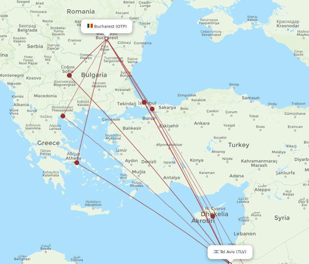 TLV-OTP flight routes