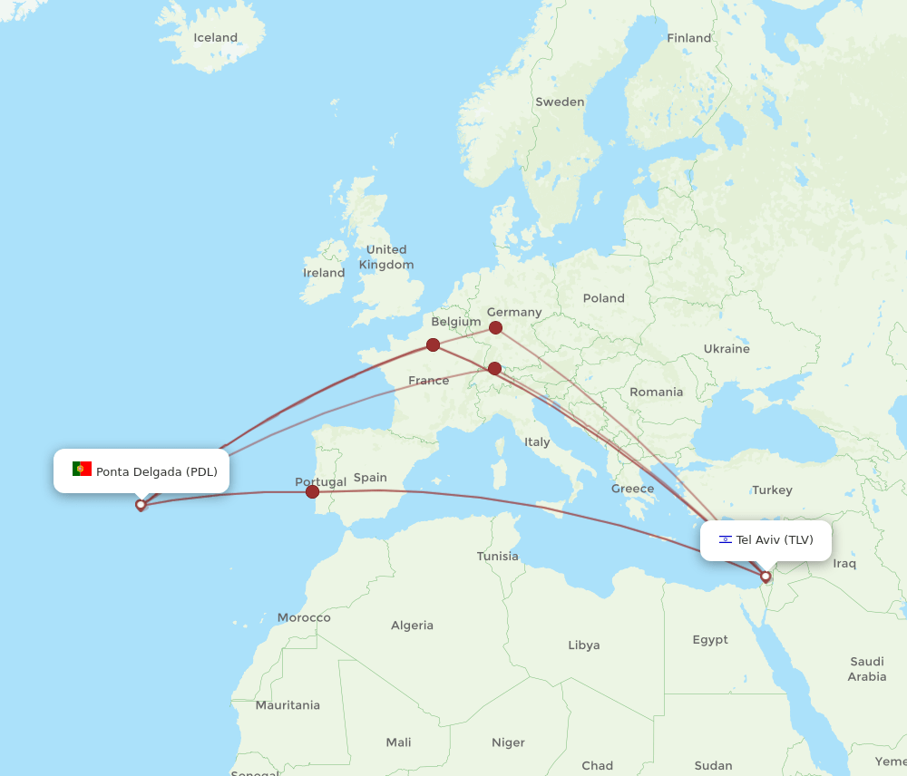 TLV-PDL flight routes