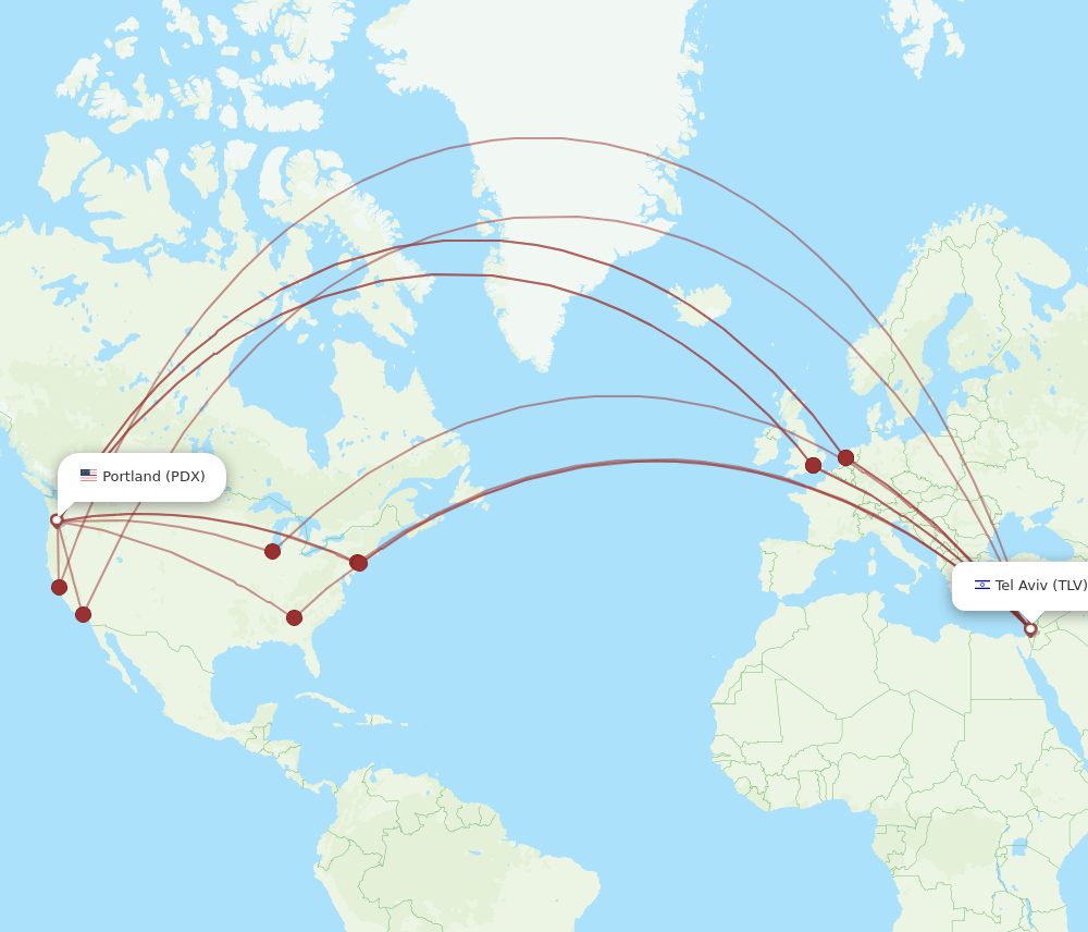 TLV-PDX flight routes