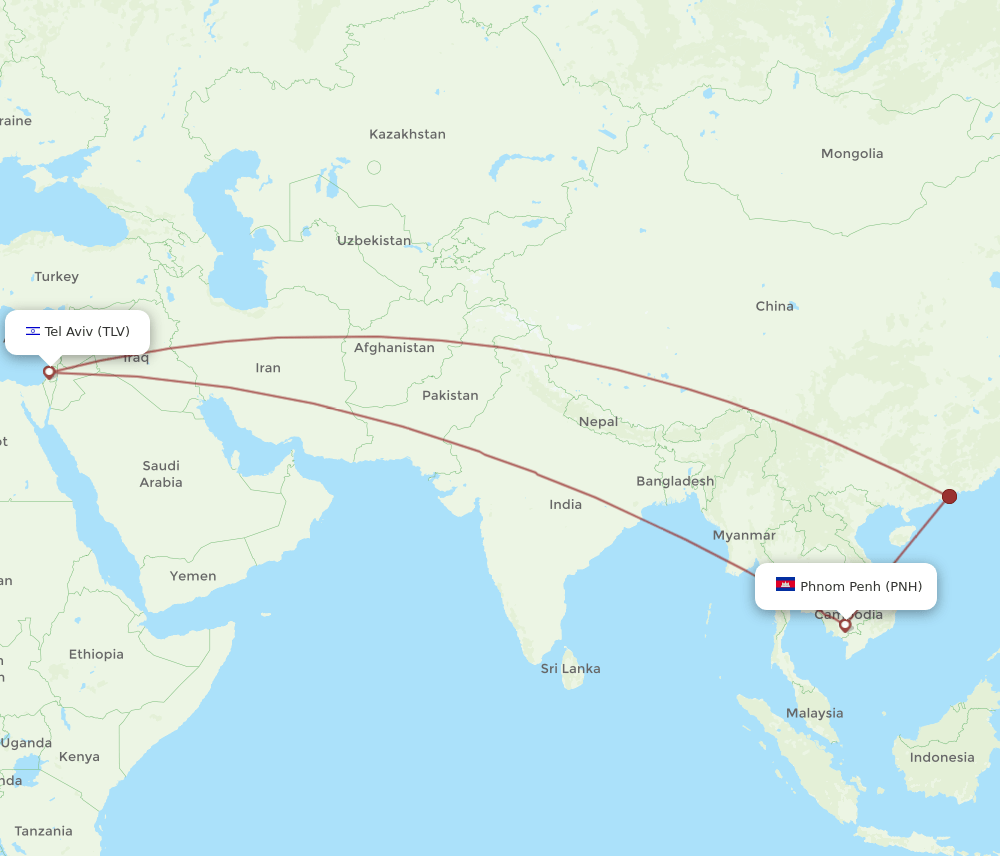TLV-PNH flight routes