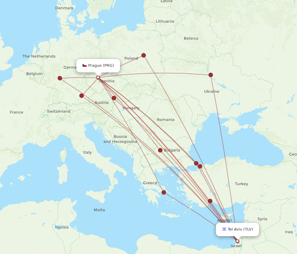 TLV-PRG flight routes