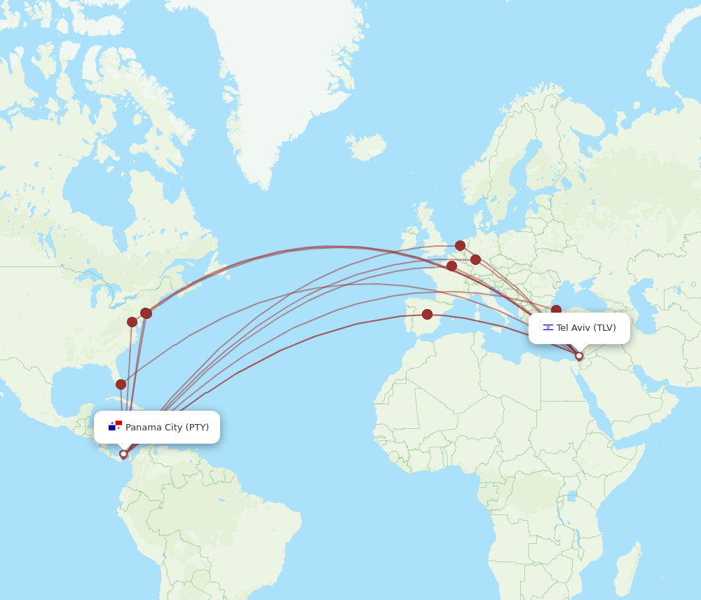TLV-PTY flight routes