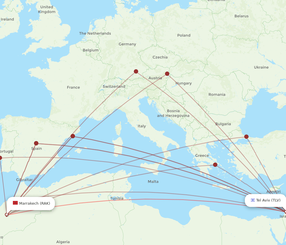 TLV-RAK flight routes