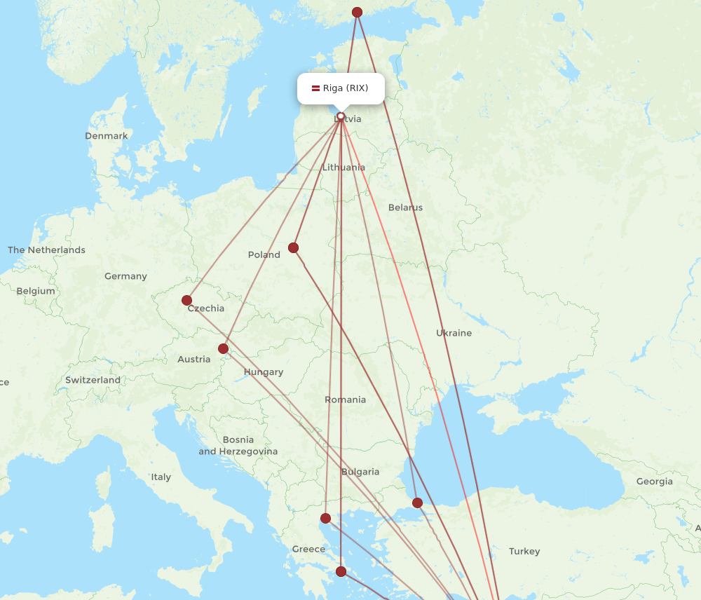 TLV to RIX flights and routes map
