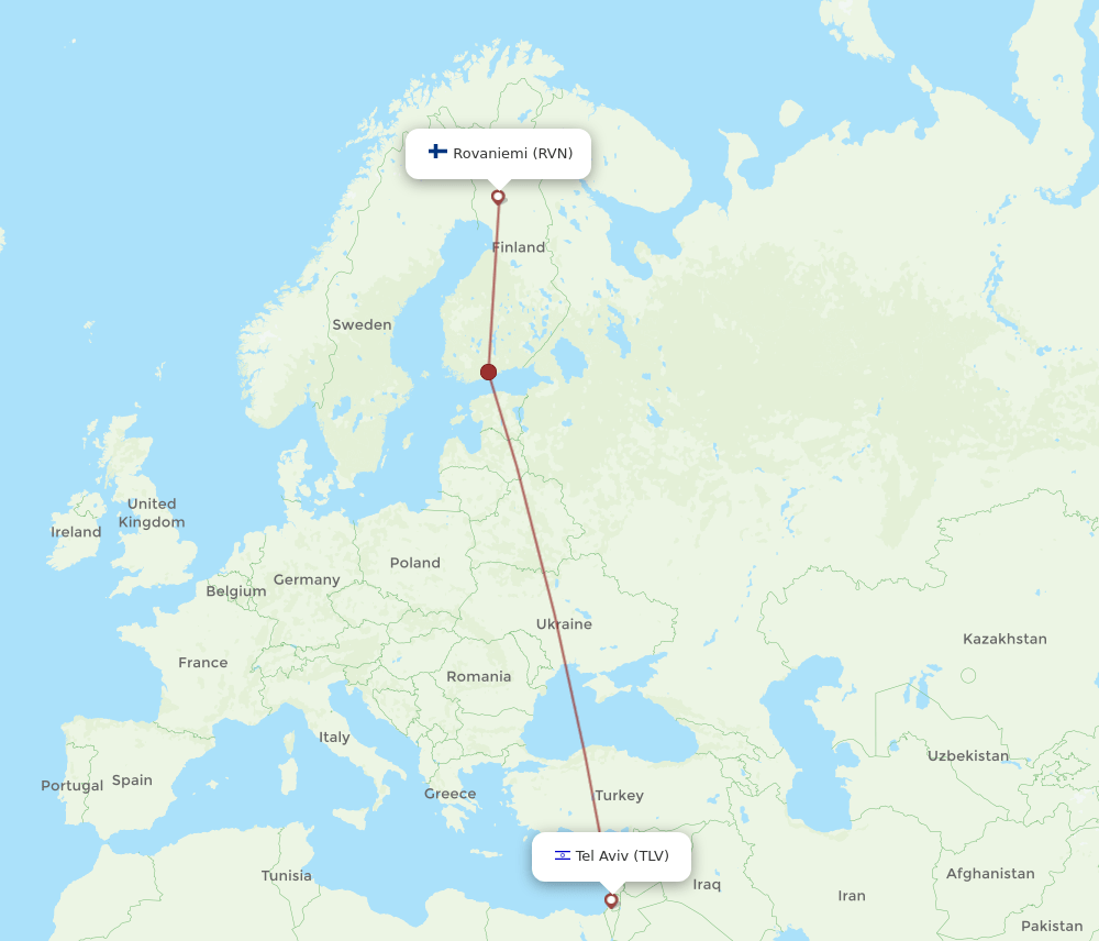TLV to RVN flights and routes map