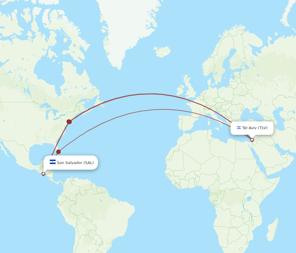 TLV to SAL flights and routes map