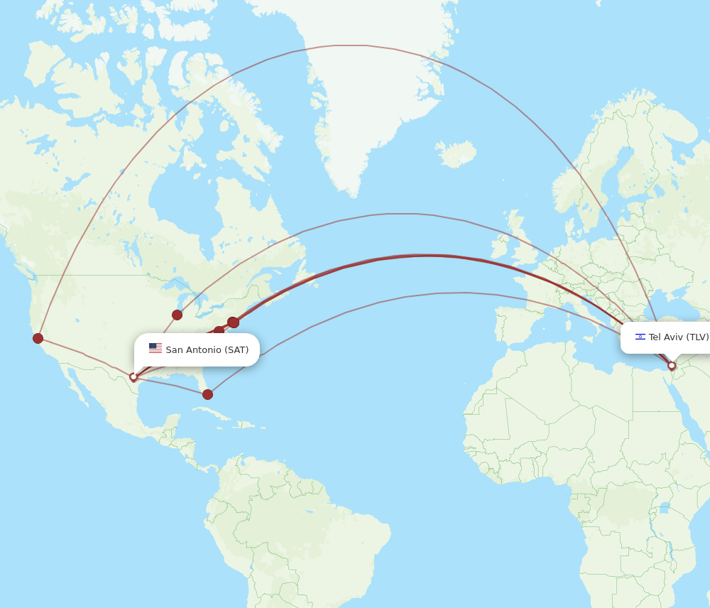 TLV-SAT flight routes