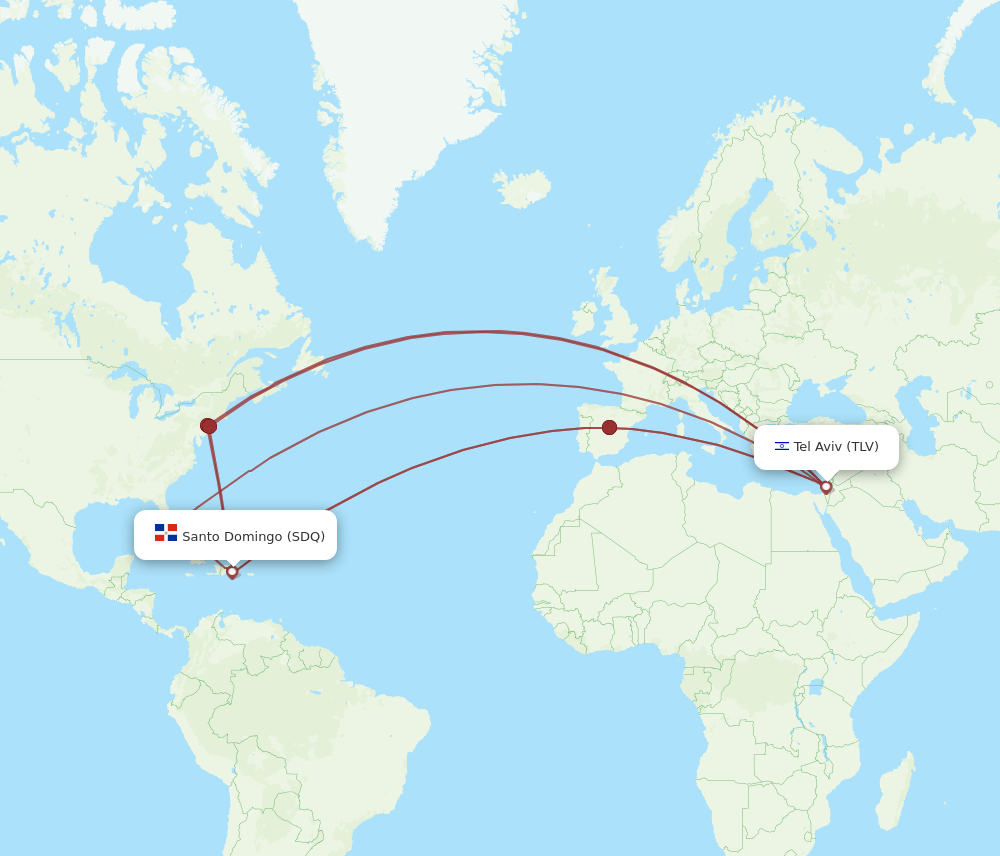 TLV-SDQ flight routes