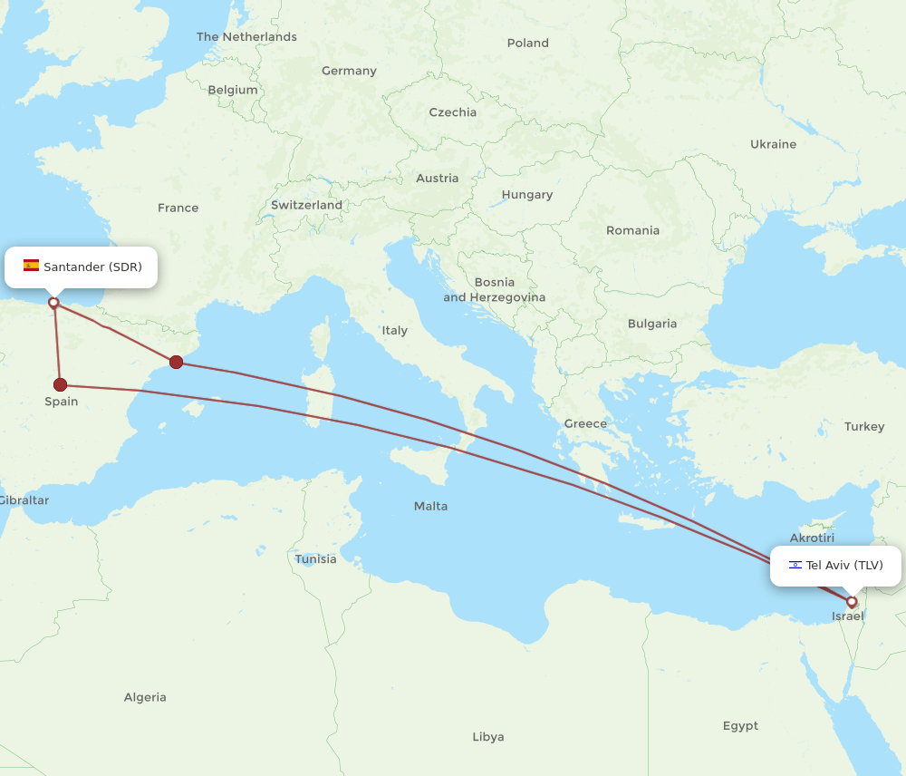 TLV-SDR flight routes