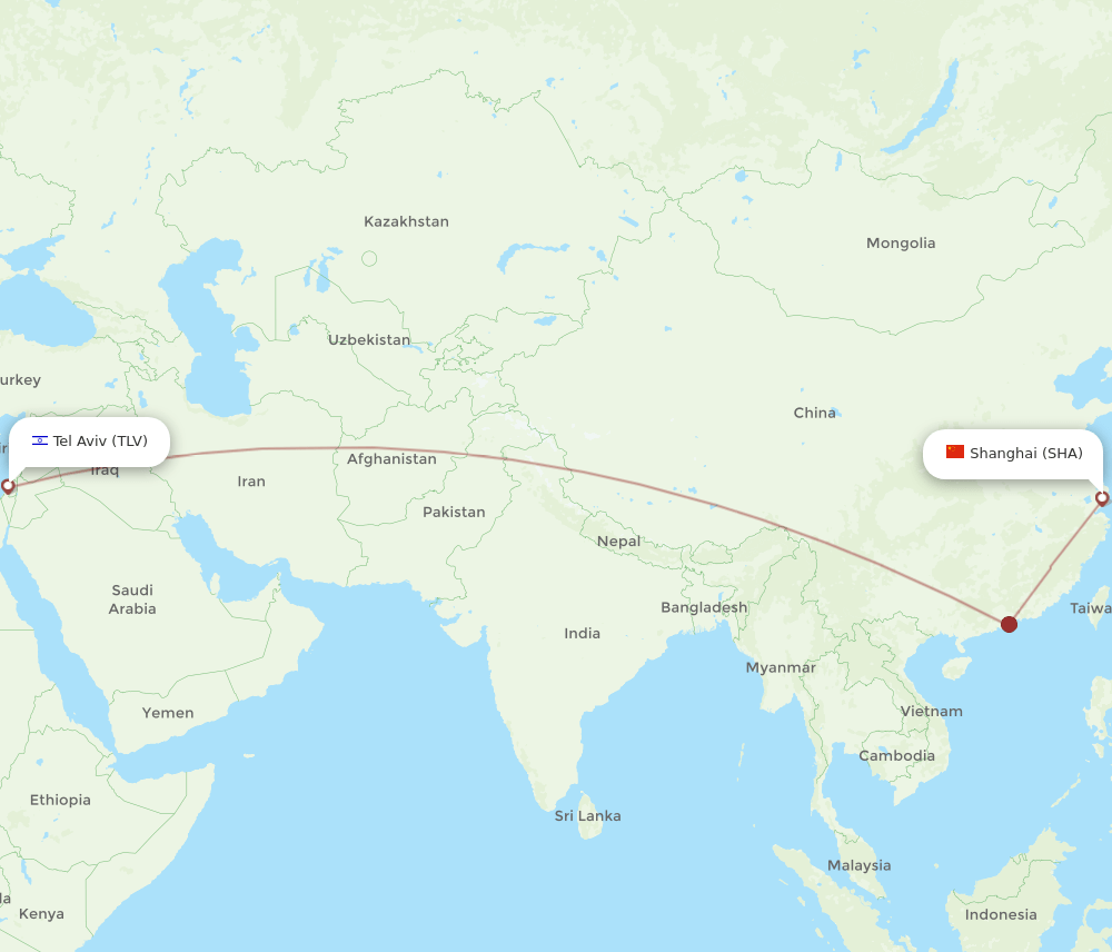 TLV-SHA flight routes