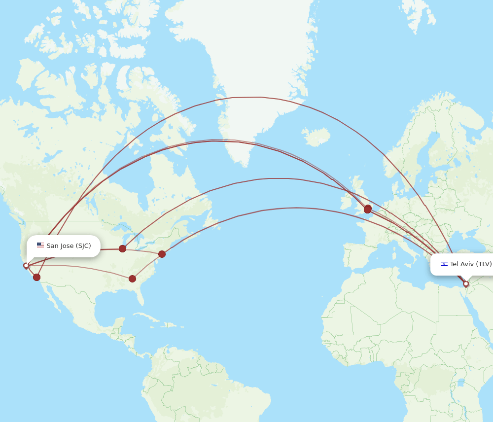 TLV-SJC flight routes
