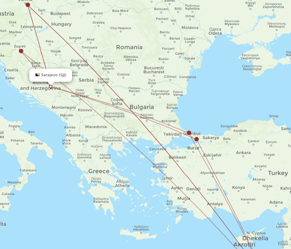 TLV-SJJ flight routes