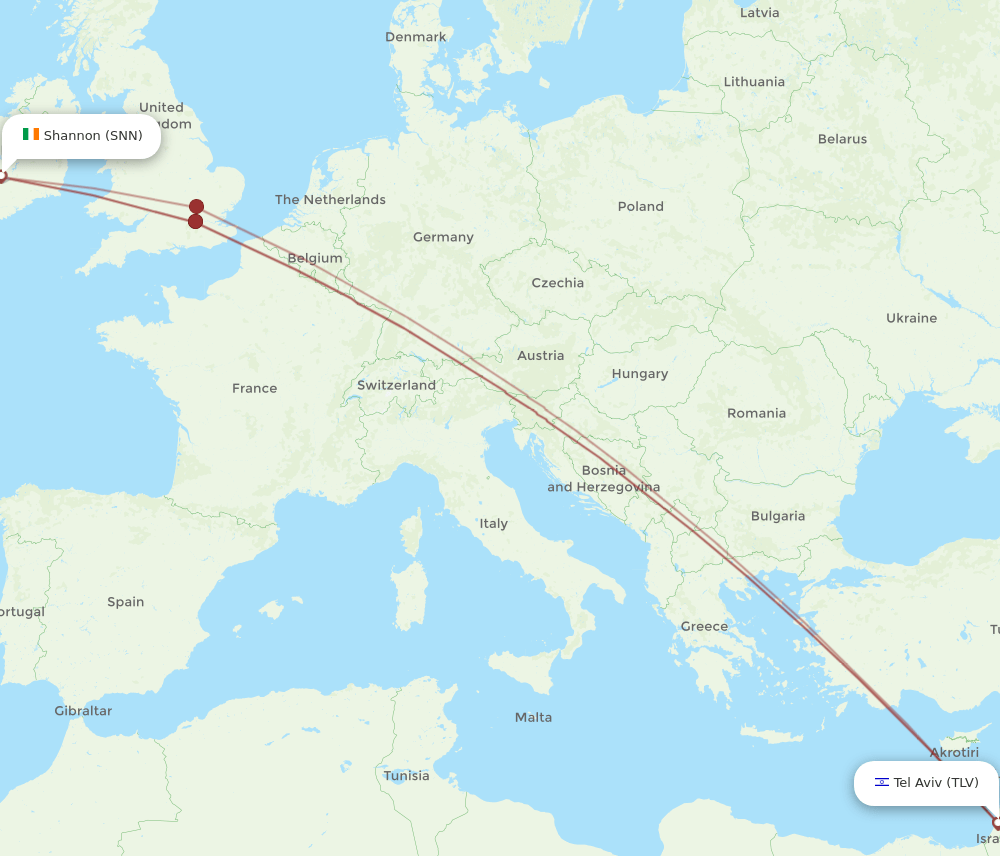 TLV-SNN flight routes